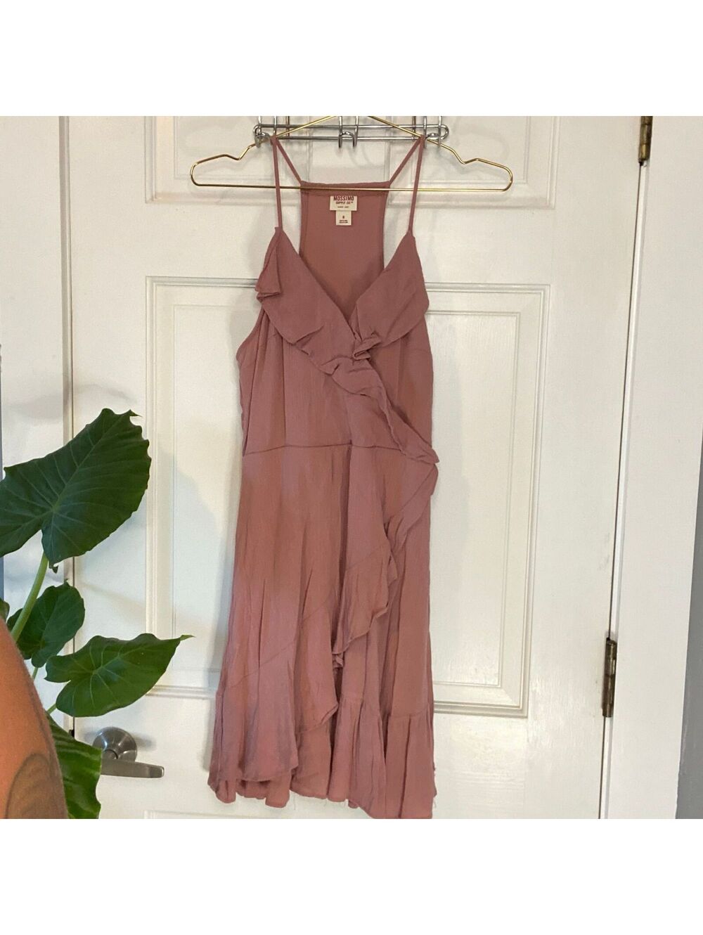 Mossimo Pink Boho Dress Ruffle Wrap Coquette Feminie Fairy